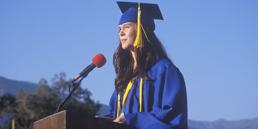 Student delivering a graduation speech