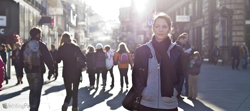 Woman at Crowded Street